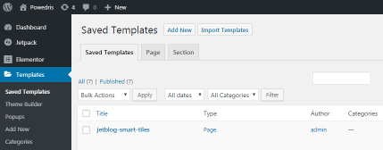 Add new template in WP Dashboard
