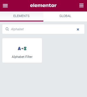 alphabet filter widget in elementor