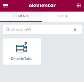 dynamic table widget in Elementor