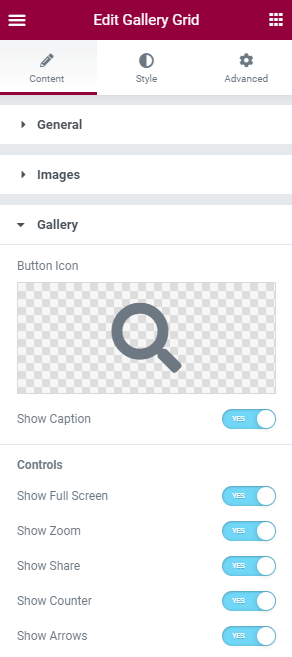 gallery tab in the gallery grid section