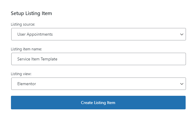 creating a user appointments listing item