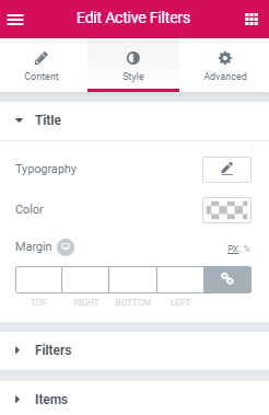 active filters widget style settings