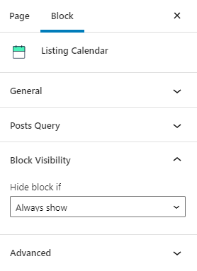 calendar block visibility
