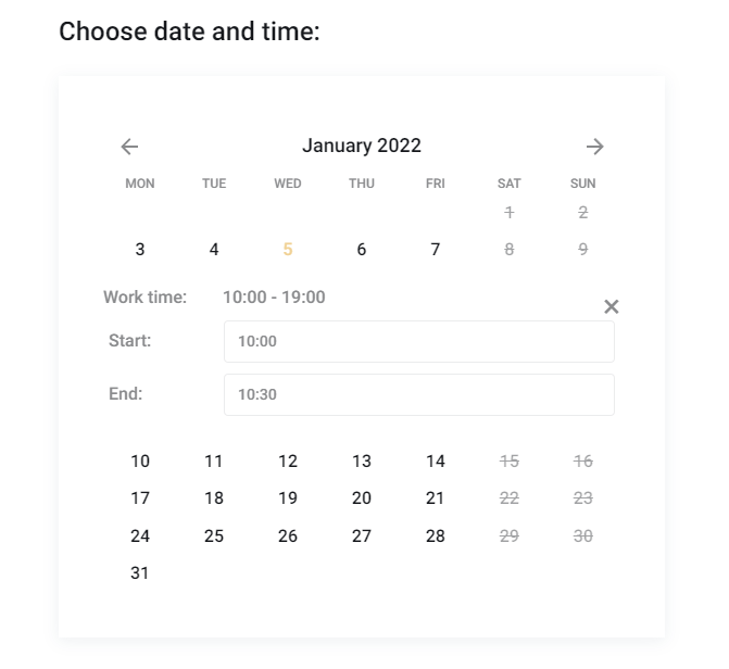 choose date and time