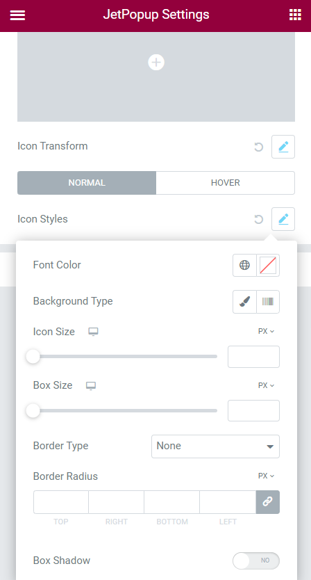 close popup icon styles