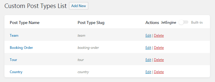 post types section