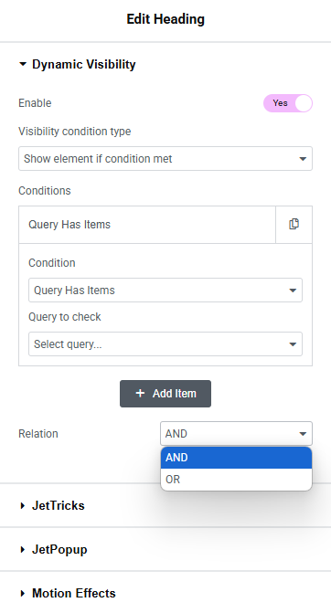 dynamic visibility relation operator