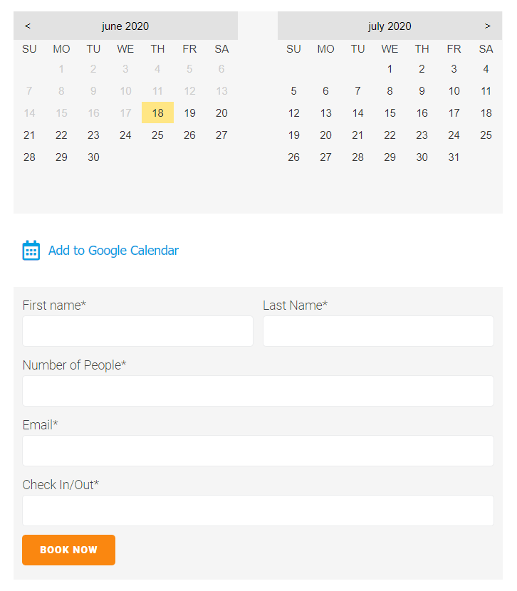 Add to calendar link front look
