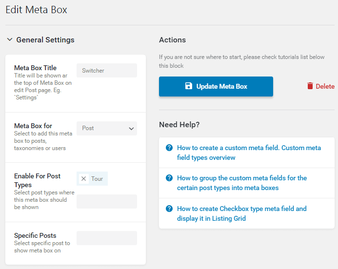 meta box general settings