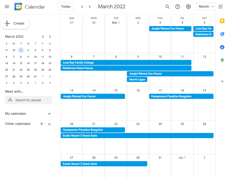 google calendar with bookings