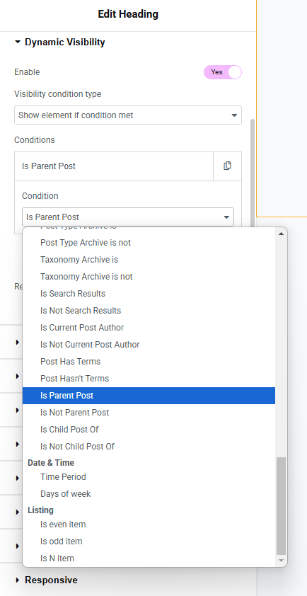 hierarchical conditions for posts