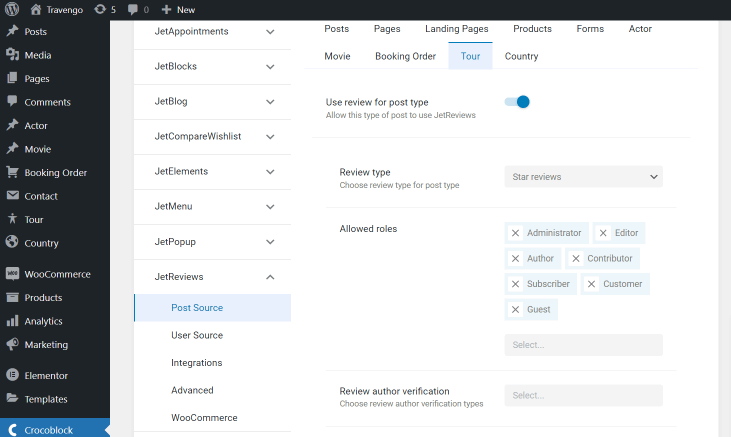 jetreview settings