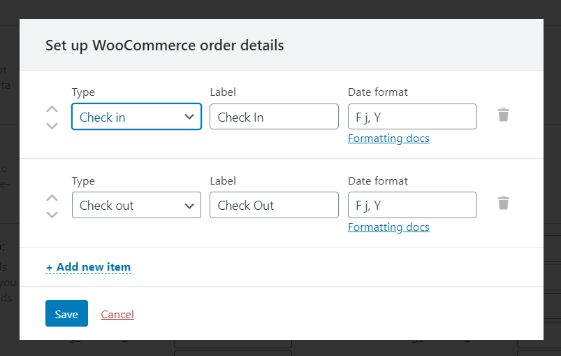 order details window