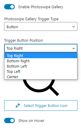 photoswipe gallery button trigger type