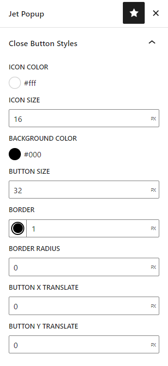 popup close button styles