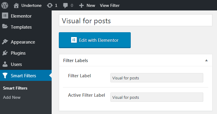 visual filter labels