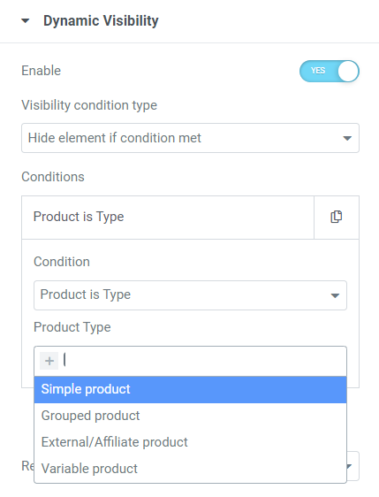 product is type condition