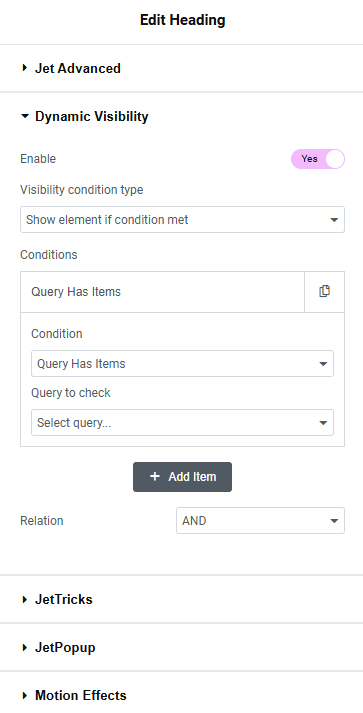 query has items condition