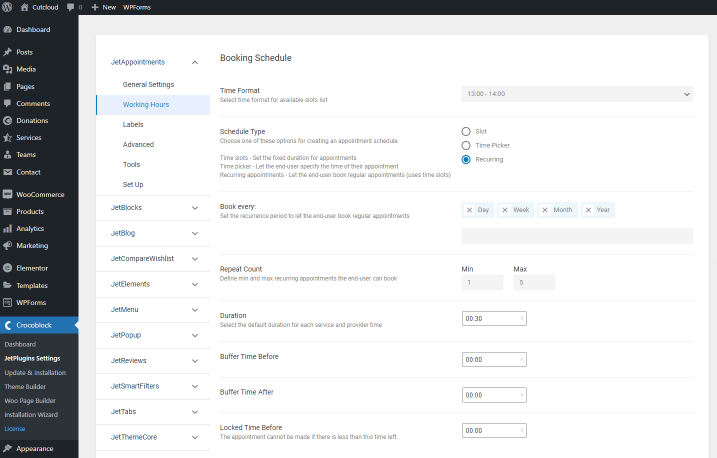 schedule type recurring appointments