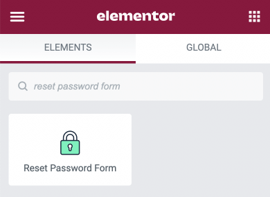 reset password form widget