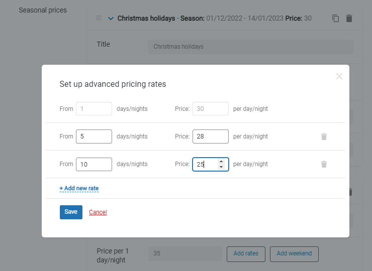 set up advanced pricing rates