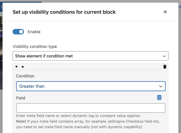 condition for dynamic visibility
