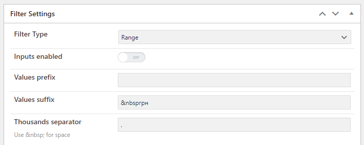 adding value suffix to the price range filter