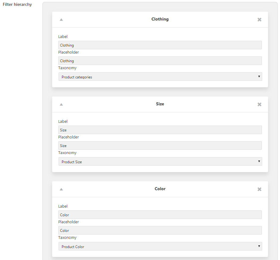 adding filter hierarchy