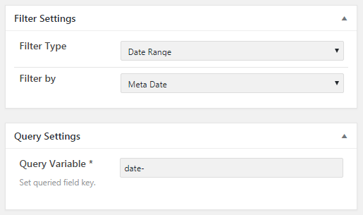 filter and query settings for date range filter