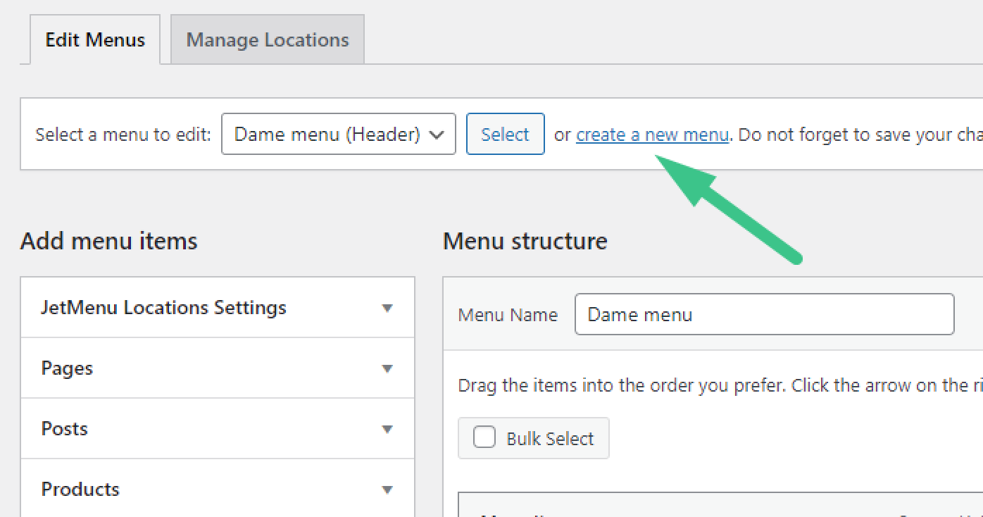 create a new menu button