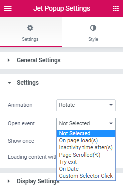 settings block