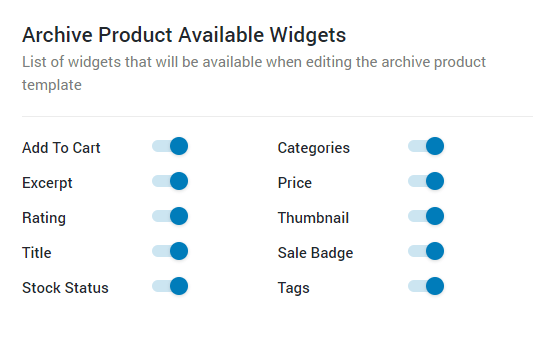 archive products widgets