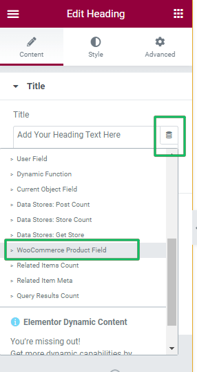 adding dynamic tags to the title widget