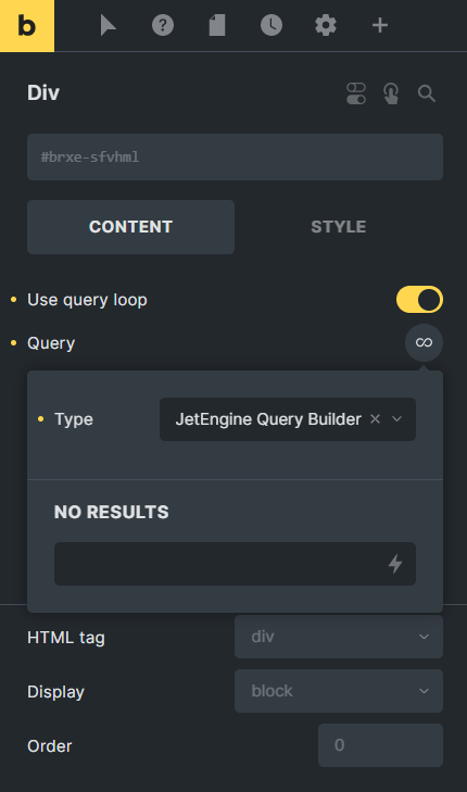 bricks query loop with the jetengine query builder