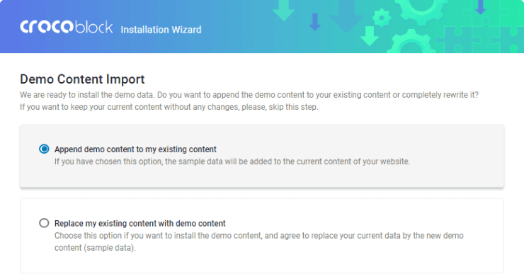 Crocoblock Wizard Demo Content import