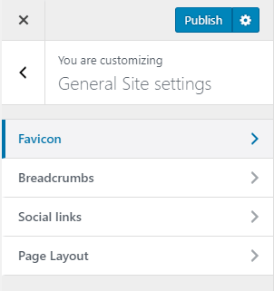 favicon option in the customizer