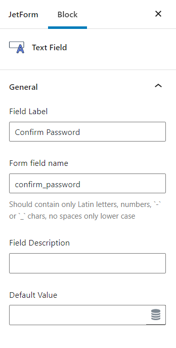 field label and form field name