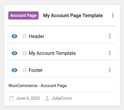 theme builder my account page template