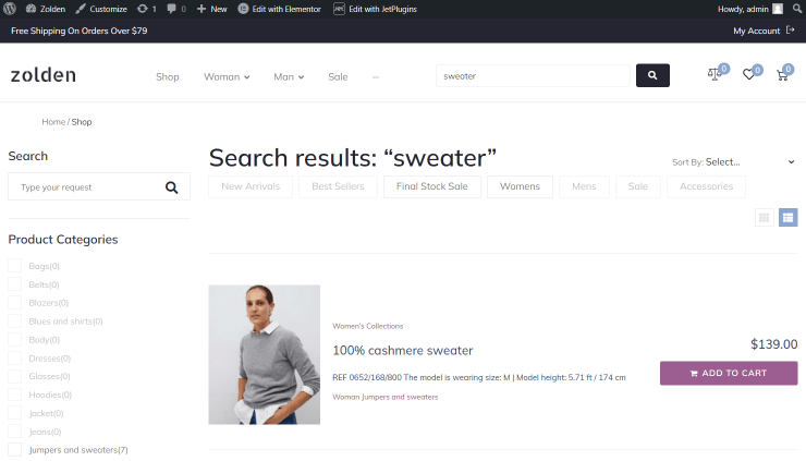 search on the front end