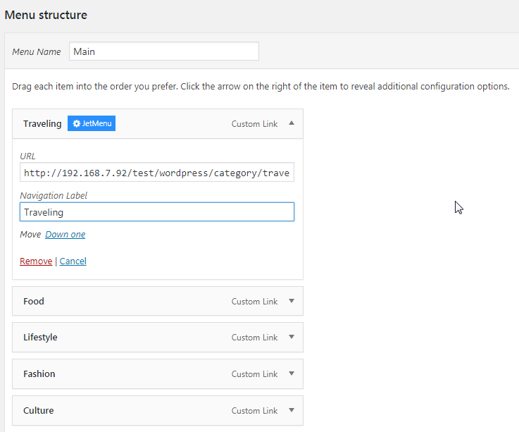 the URL-address field and the Navigation label