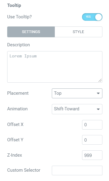 JetTricks tooltip settings