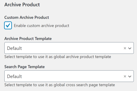 Archive Products page settings
