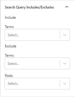 search query include and exclude section