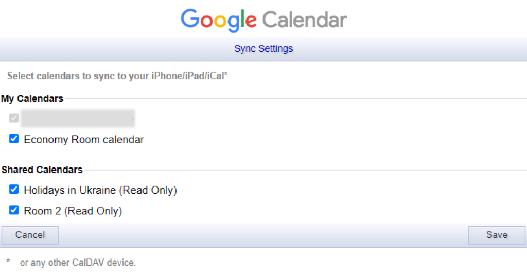 Google Calendar Sync Settings