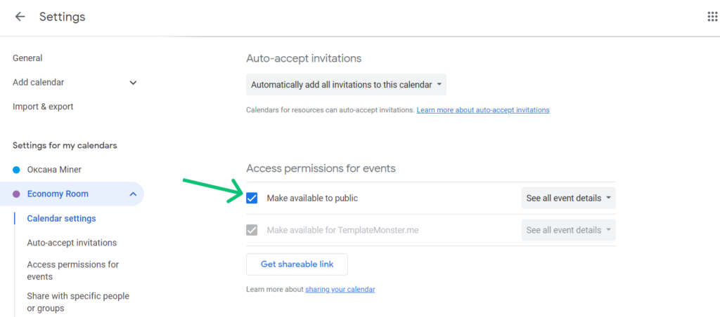 access permissions for events