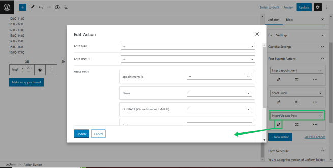 adding the booking form data to cpts