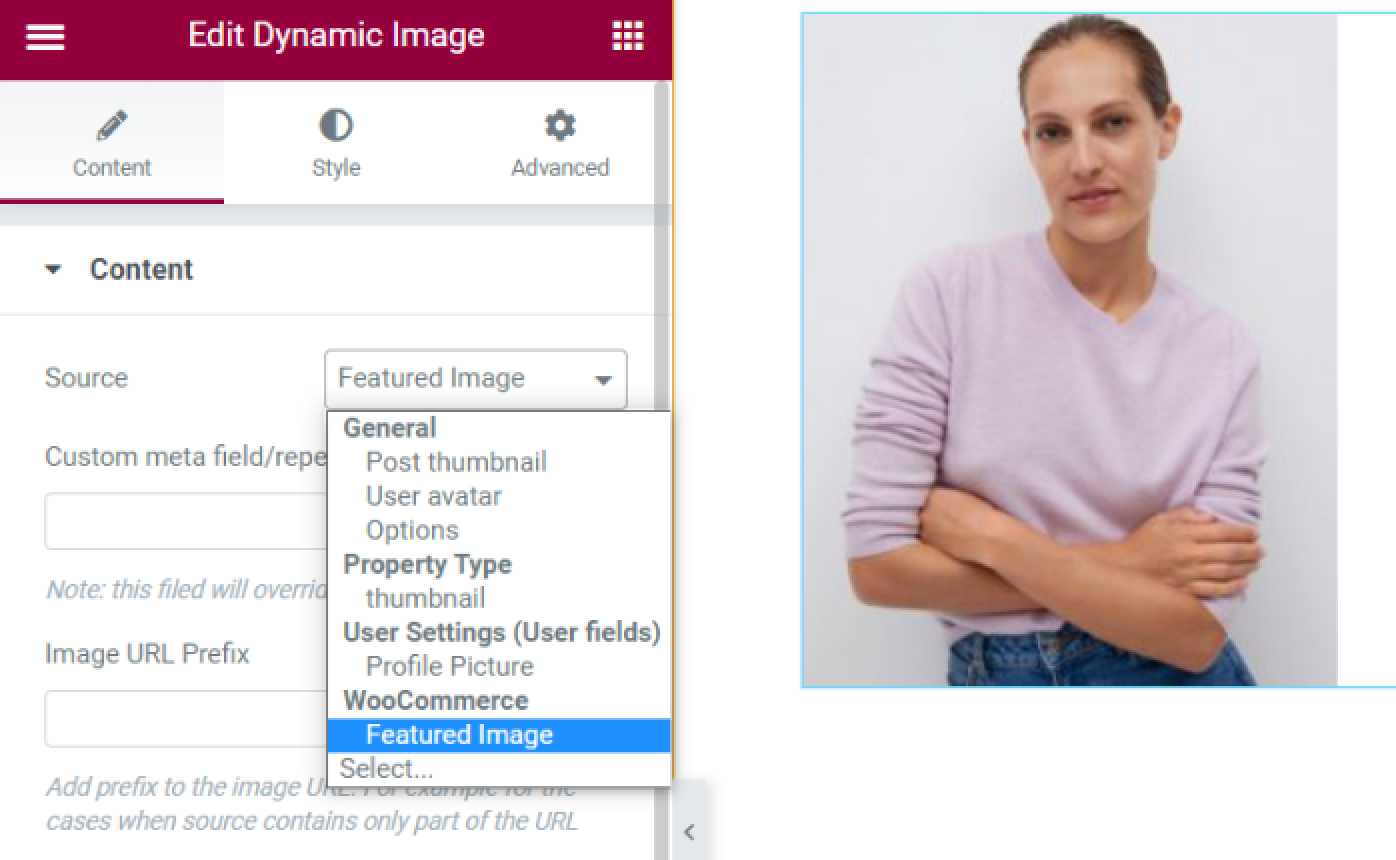 displaying featured image in a wc product query listing