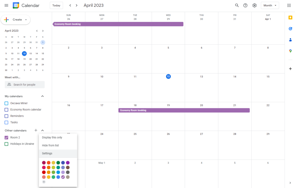 bookings are imported to google calendar