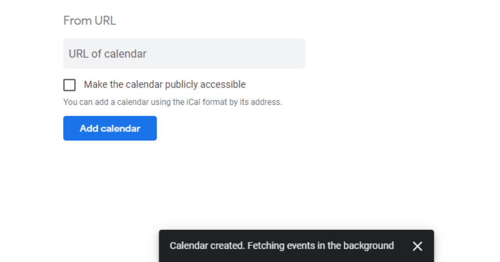 calendar created fetching events in the background