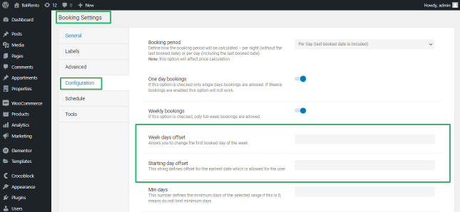 jet booking configuration settings